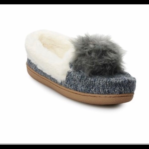 Sonoma Shoes - Womens Sonoma Blue Sweater Knit Moccasin Slippers